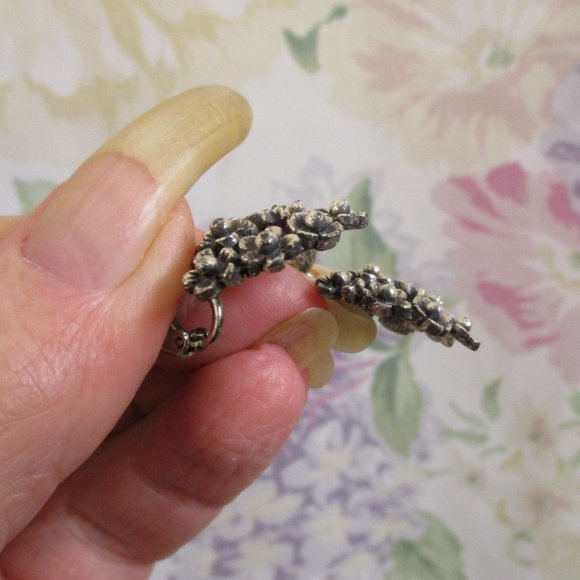 TORTOLANI Heart Brooch Earrings Set~Vintage STERLING Plate Floral Heart Jewelry - Picture 11 of 13